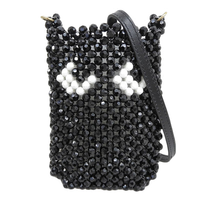 Anya Hindmarch アニヤ ハインドマーチ 美品 ビーズ Eyes Pouch on Strap ショルダーポーチ ショルダーバッグ レディース ブラック ショルダーバッグ