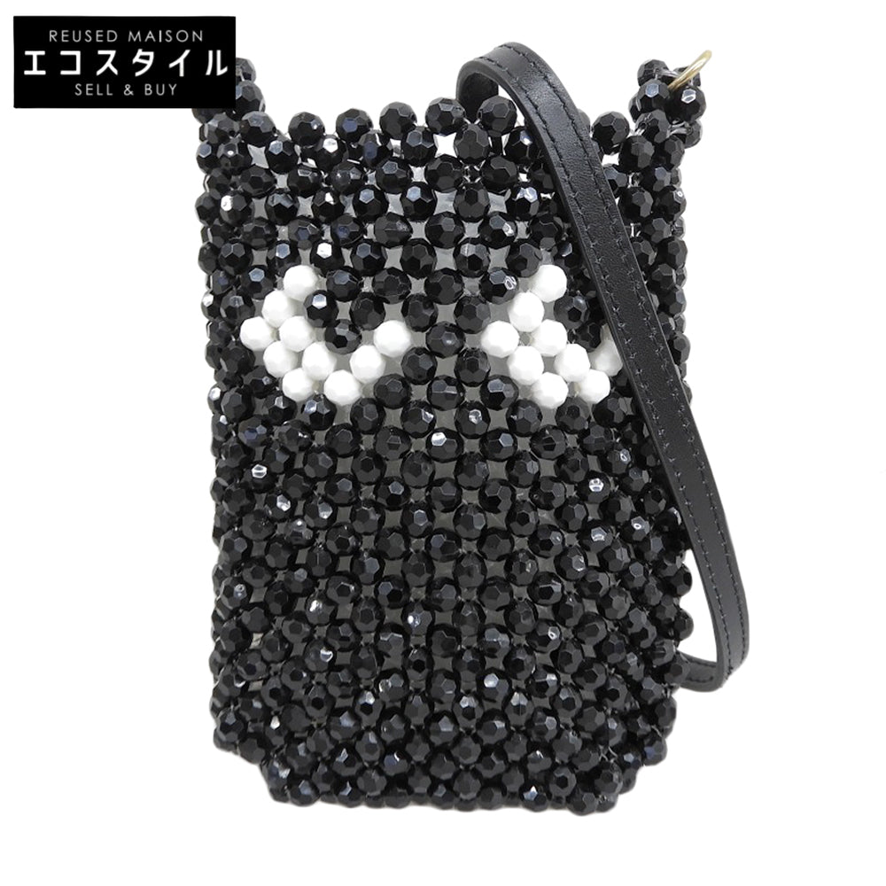 Anya Hindmarch アニヤ ハインドマーチ 美品 ビーズ Eyes Pouch on Strap ショルダーポーチ ショルダーバッグ レディース ブラック ショルダーバッグ