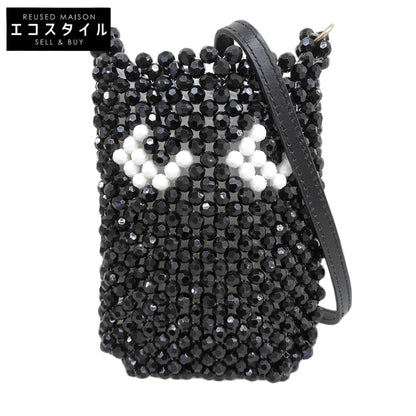 Anya Hindmarch アニヤ ハインドマーチ 美品 ビーズ Eyes Pouch on Strap ショルダーポーチ ショルダーバッグ レディース ブラック ショルダーバッグ