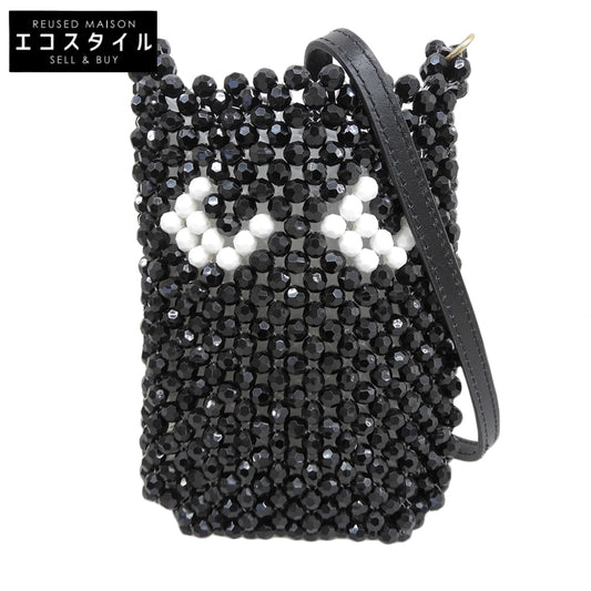 Anya Hindmarch アニヤ ハインドマーチ 美品 ビーズ Eyes Pouch on Strap ショルダーポーチ ショルダーバッグ レディース ブラック ショルダーバッグ