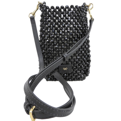 Anya Hindmarch アニヤ ハインドマーチ 美品 ビーズ Eyes Pouch on Strap ショルダーポーチ ショルダーバッグ レディース ブラック ショルダーバッグ