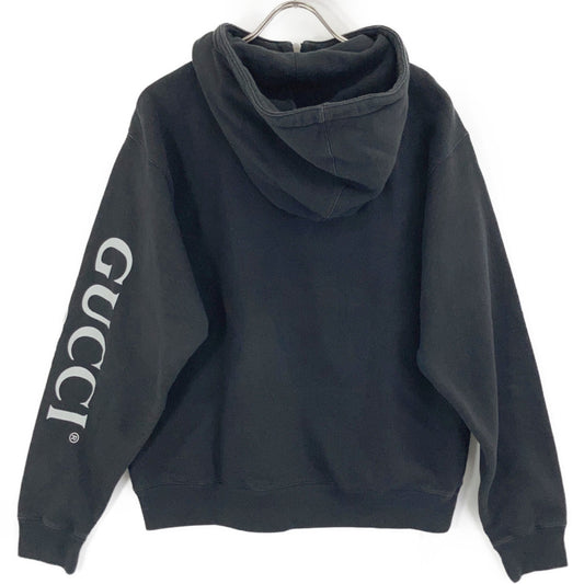 GUCCI グッチ 627079 ブラック ロゴプリント ハーフジップ パーカー トップス