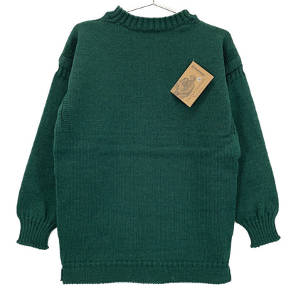 Green 100% Wool Guernsey Sweater High Neck Knit Top 38 Men's
