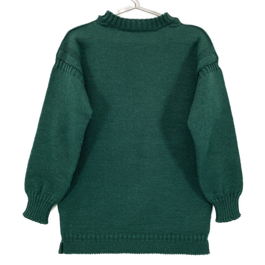 Green 100% Wool Guernsey Sweater High Neck Knit Top 38 Men's