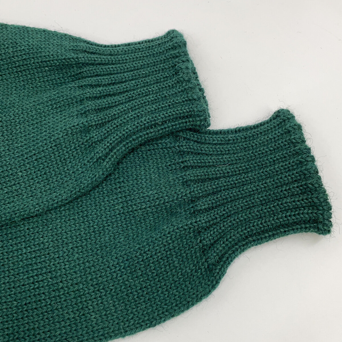 Green 100% Wool Guernsey Sweater High Neck Knit Top 38 Men's
