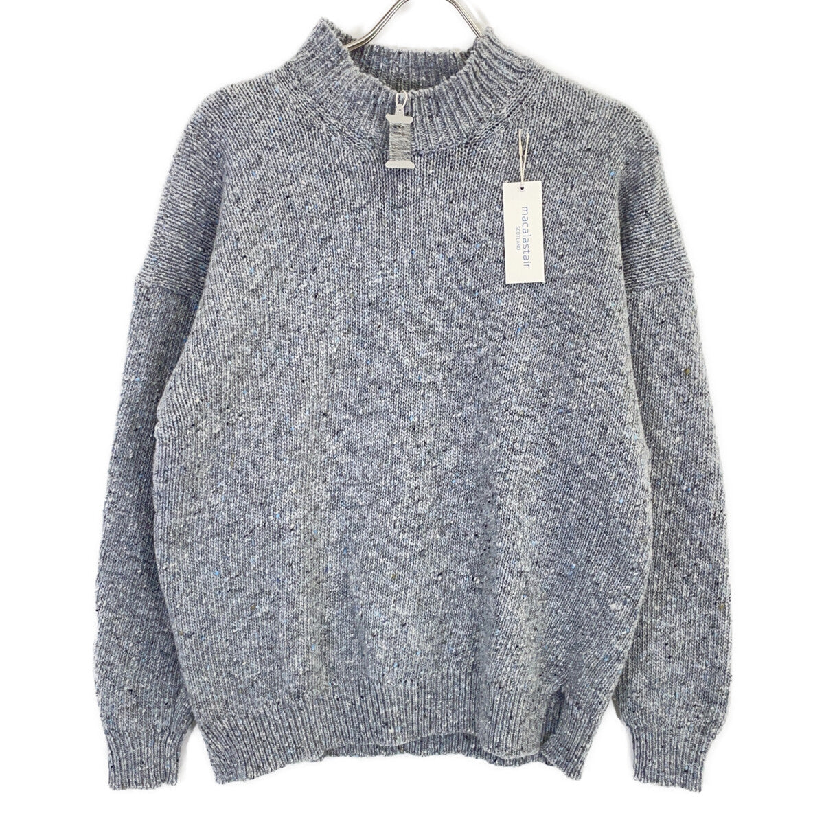 MACALASTAIR Made in Scotland Silver Mist Grey High-Neck Sweater Top 38