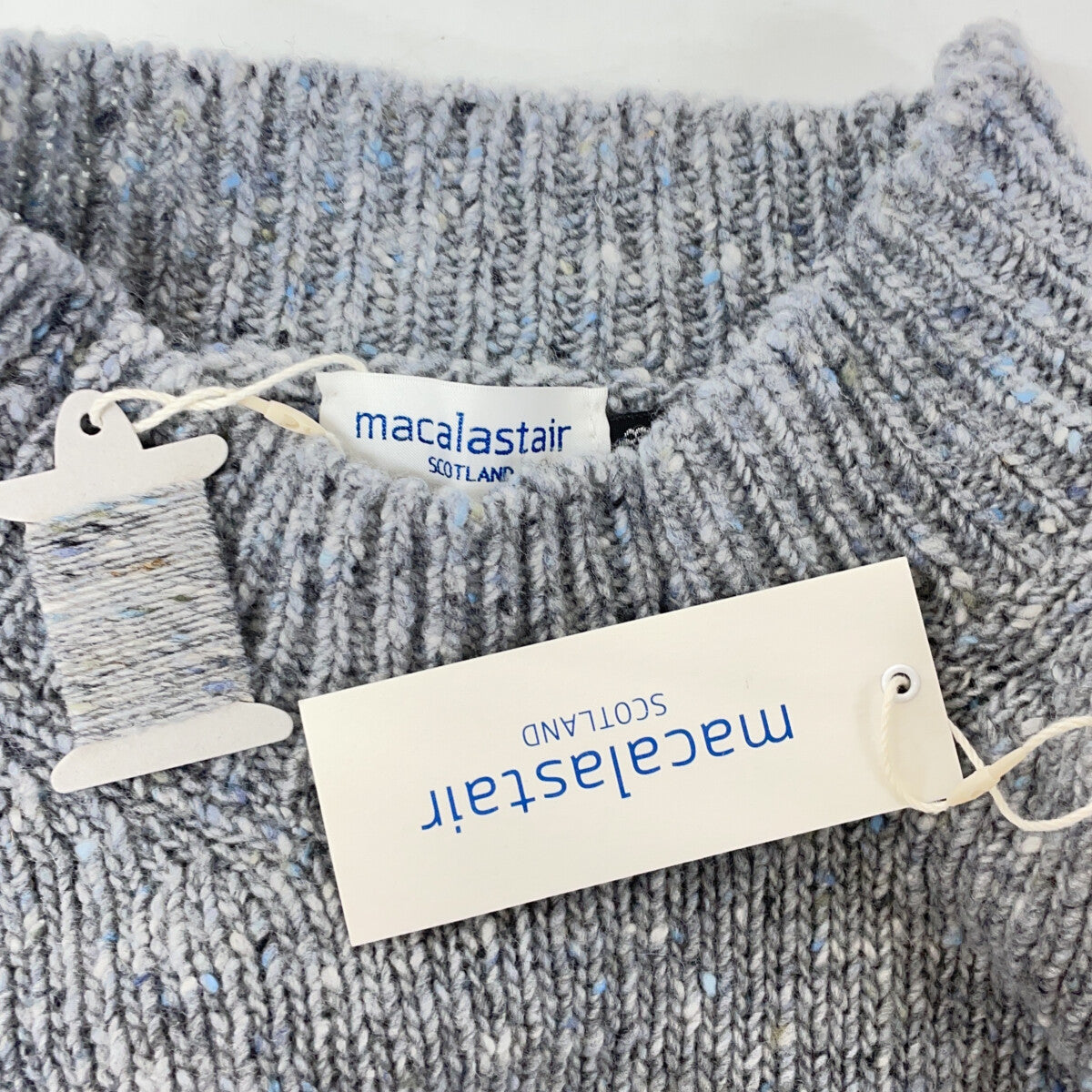MACALASTAIR Made in Scotland Silver Mist Grey High-Neck Sweater Top 38