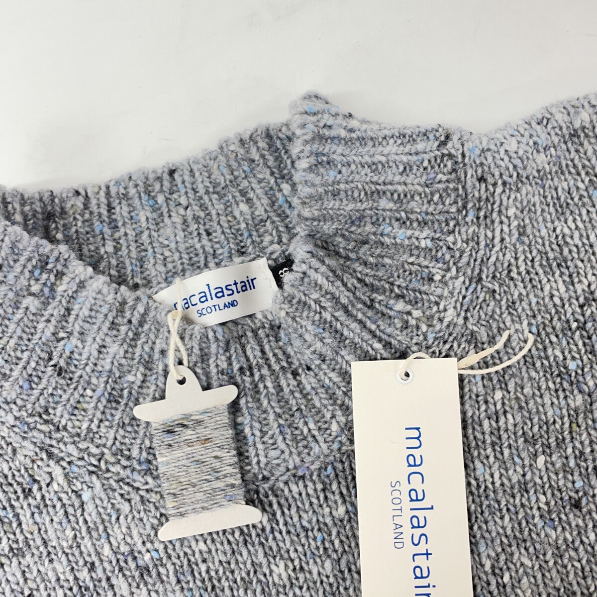 MACALASTAIR Made in Scotland Silver Mist Grey High-Neck Sweater Top 38