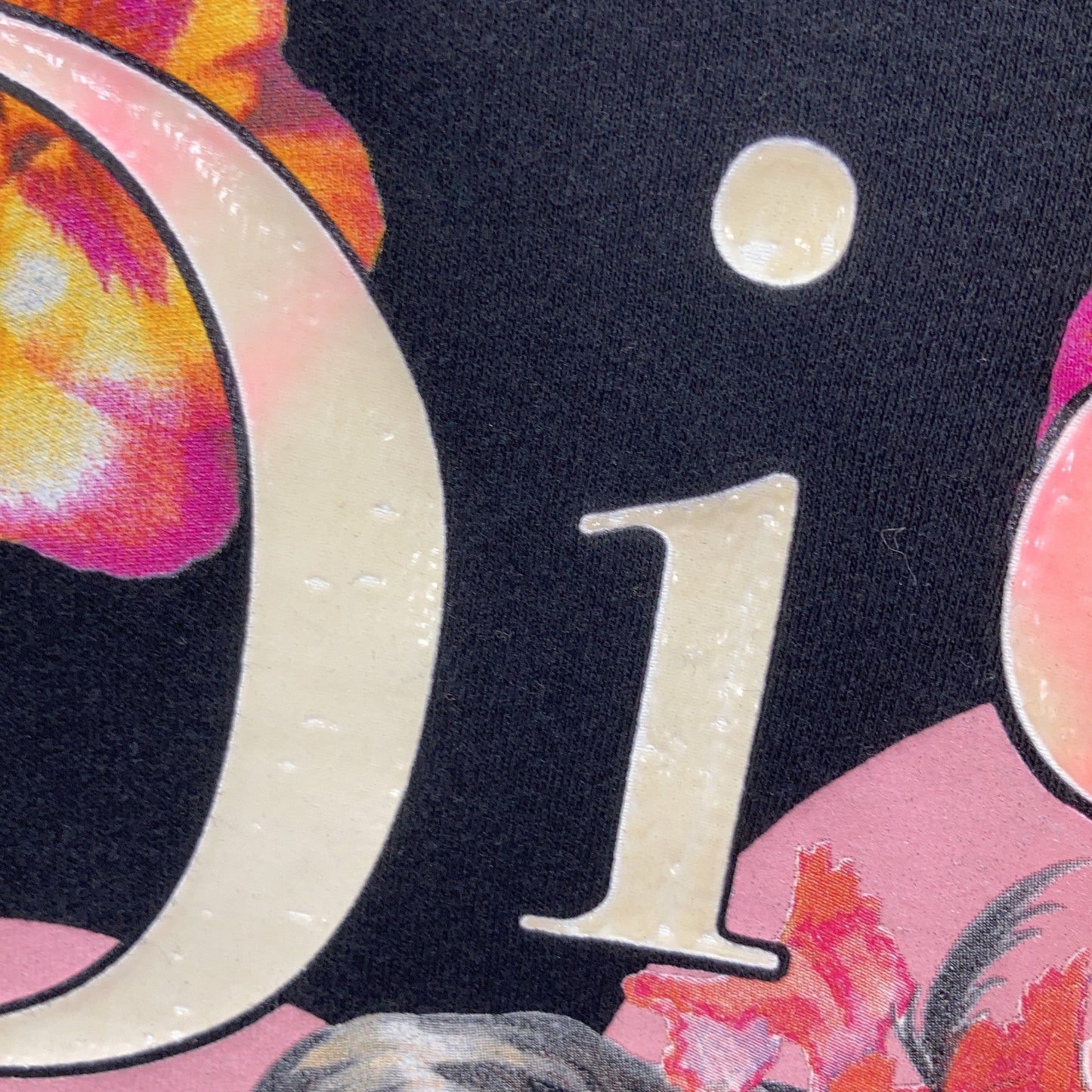 Christian Dior クリスチャンディオール 5P16155201 ブラック花柄 ロゴ ウーマンデザイン 半袖Tシャツ トップス