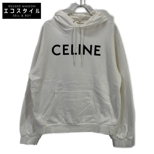 CELINE セリーヌ 2Y321670Q ホワイト ロゴ ルーズフーディ パーカー トップス