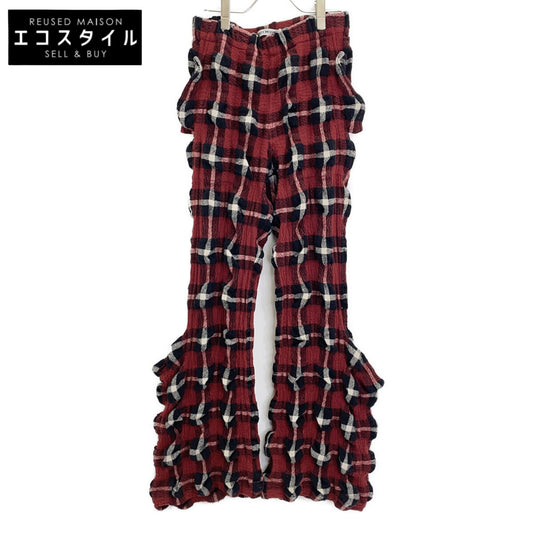 23AW IM33FF058 ﾚｯﾄﾞ ｳｰﾙ混 ﾁｪｯｸ ﾌﾚｱ ﾊﾟﾝﾂ ボトムス 2 レディース