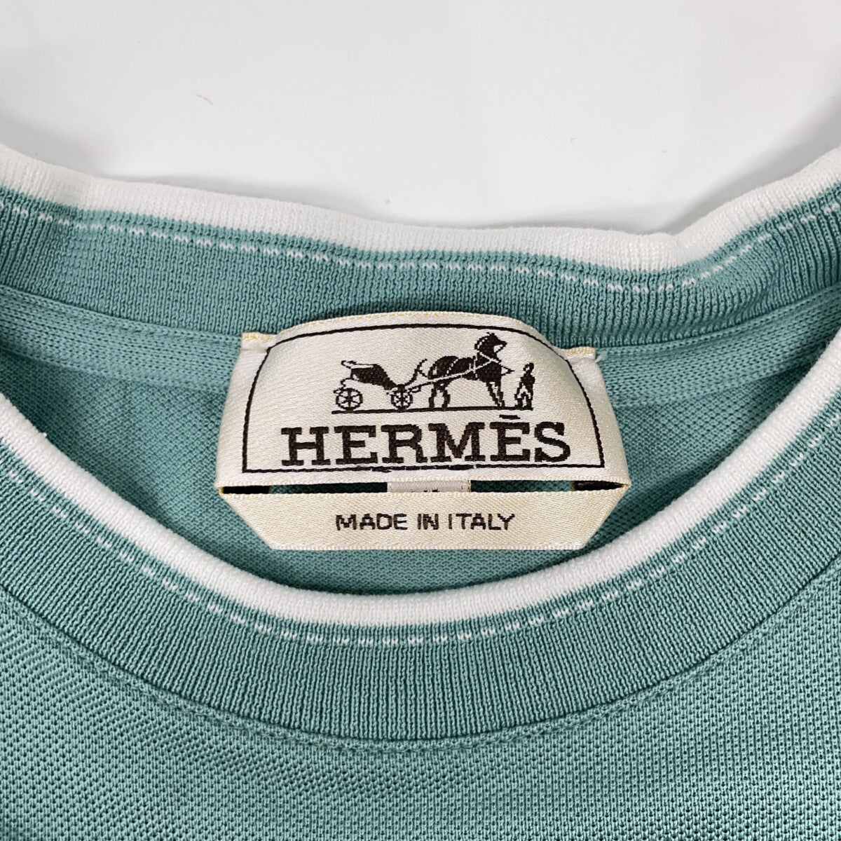 HERMES Light Blue H-embroidered Short-sleeved T-shirt Top