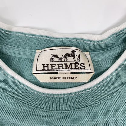 HERMES Light Blue H-embroidered Short-sleeved T-shirt Top