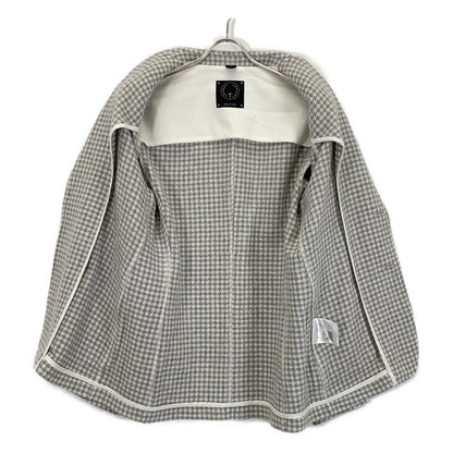 T-JACKET 51G419JR Ivory x Gray Wool Houndstooth Tailored Jacket
