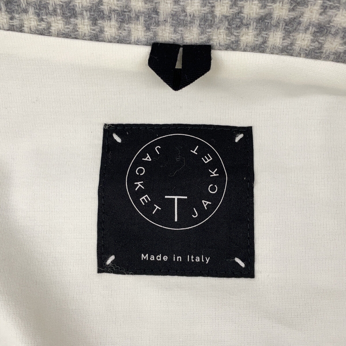 T-JACKET 51G419JR Ivory x Gray Wool Houndstooth Tailored Jacket