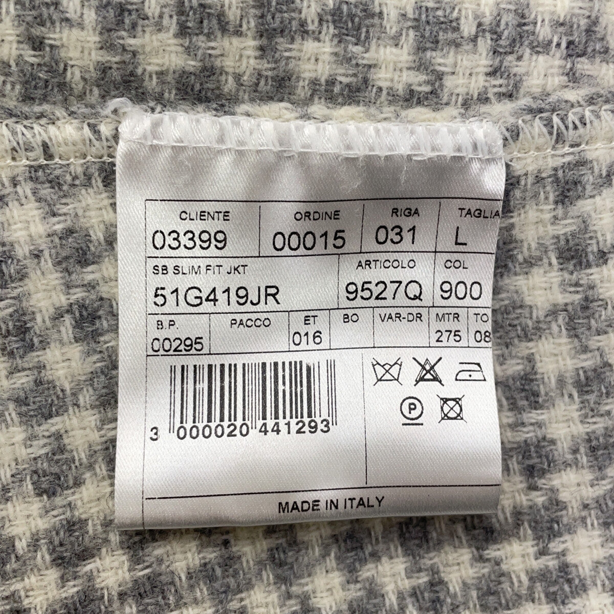 T-JACKET 51G419JR Ivory x Gray Wool Houndstooth Tailored Jacket