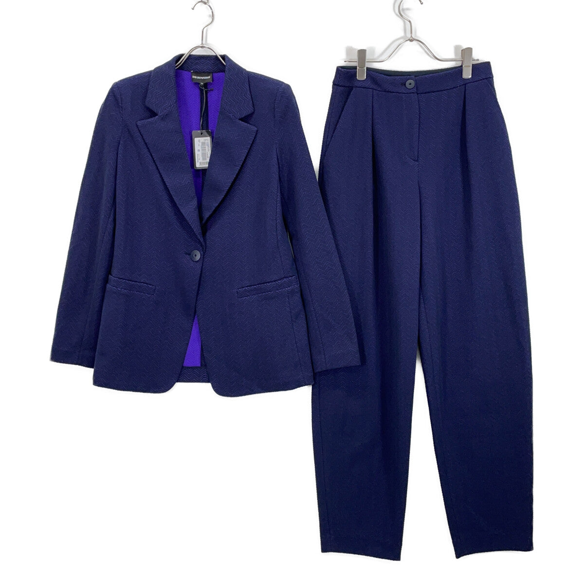 EMPORIOARMANI purple herringbone jacket-and-pants suit set-up suit set-up