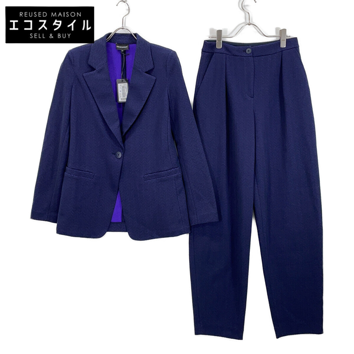 EMPORIOARMANI purple herringbone jacket-and-pants suit set-up suit set-up