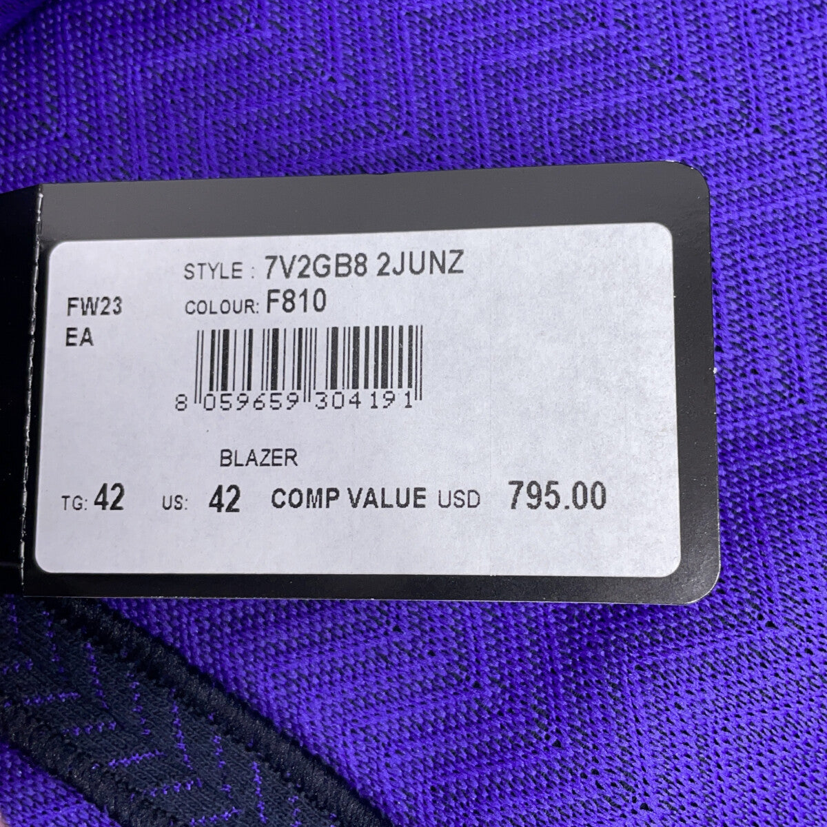 EMPORIOARMANI purple herringbone jacket-and-pants suit set-up suit set-up