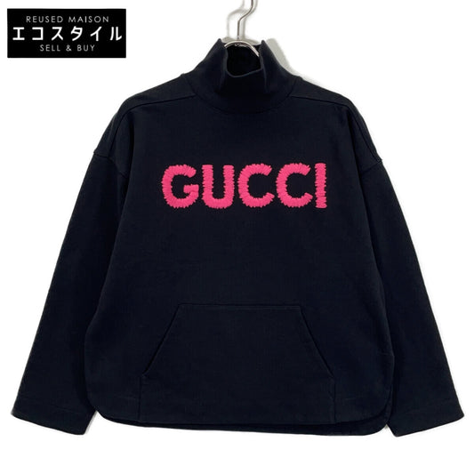 GUCCI グッチ 776844 ブラック×ピンク コットン ロゴスウェット トップス