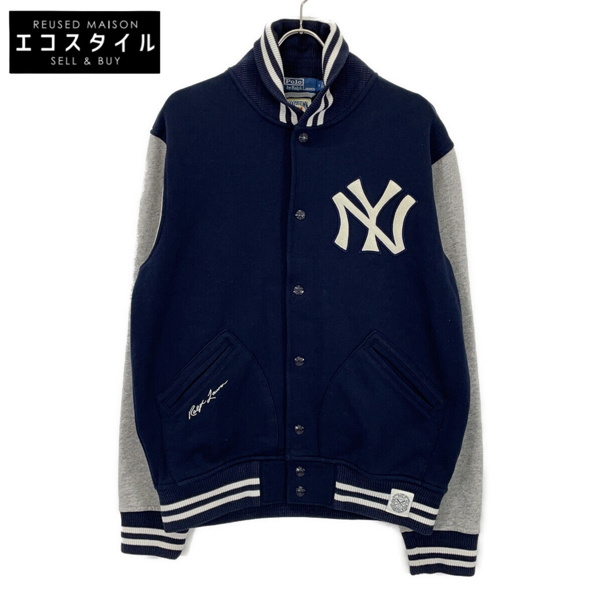 POLO RALPH LAUREN ポロ ラルフローレン ×クーパーズタウン ネイビー×グレー コットンスタジャン ジャケット