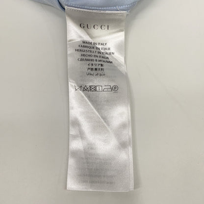 GUCCI 521782 2018 Light Blue Embroidered All-Over Bowling Short-Sleeve Shirt Top