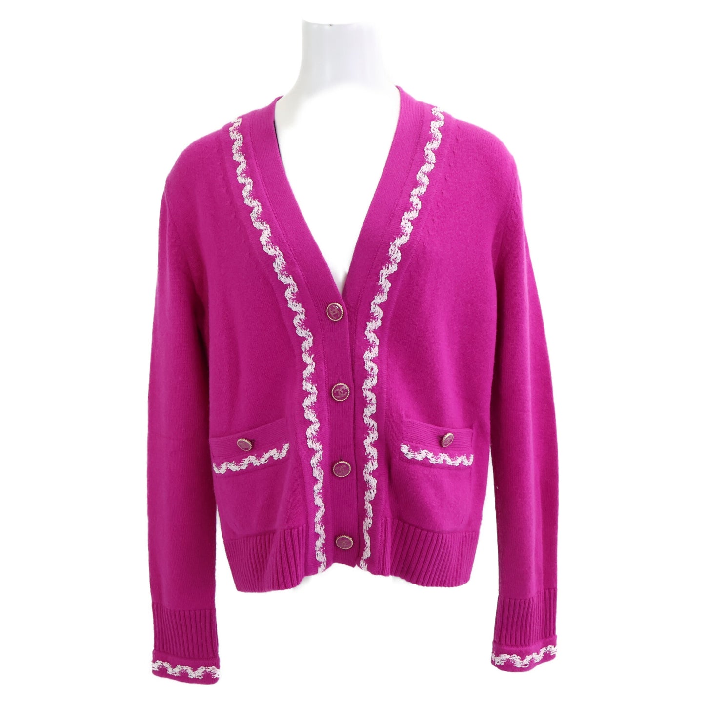 CHANEL 【Excellent Condition/Domestic Authentic】P70492K10061 100% Cashmere Coco Mark Button Cardigan Top