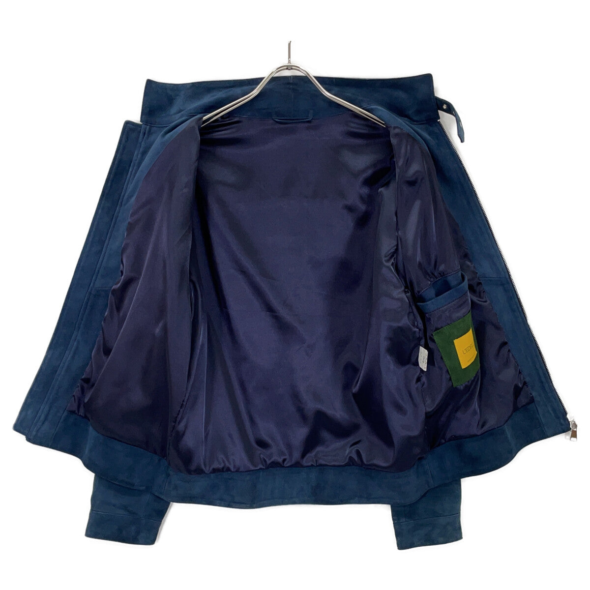 L'EDELLI Navy Blue Lamb Suede Leather Rider Jacket