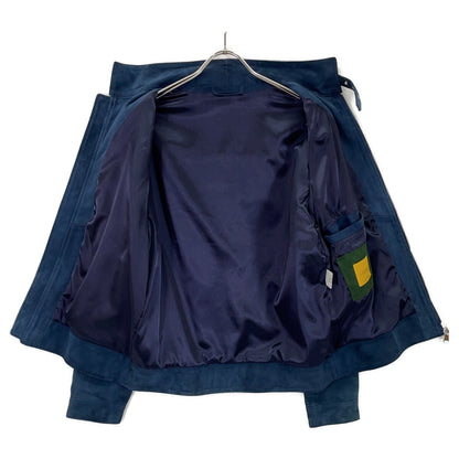 L'EDELLI Navy Blue Lamb Suede Leather Rider Jacket