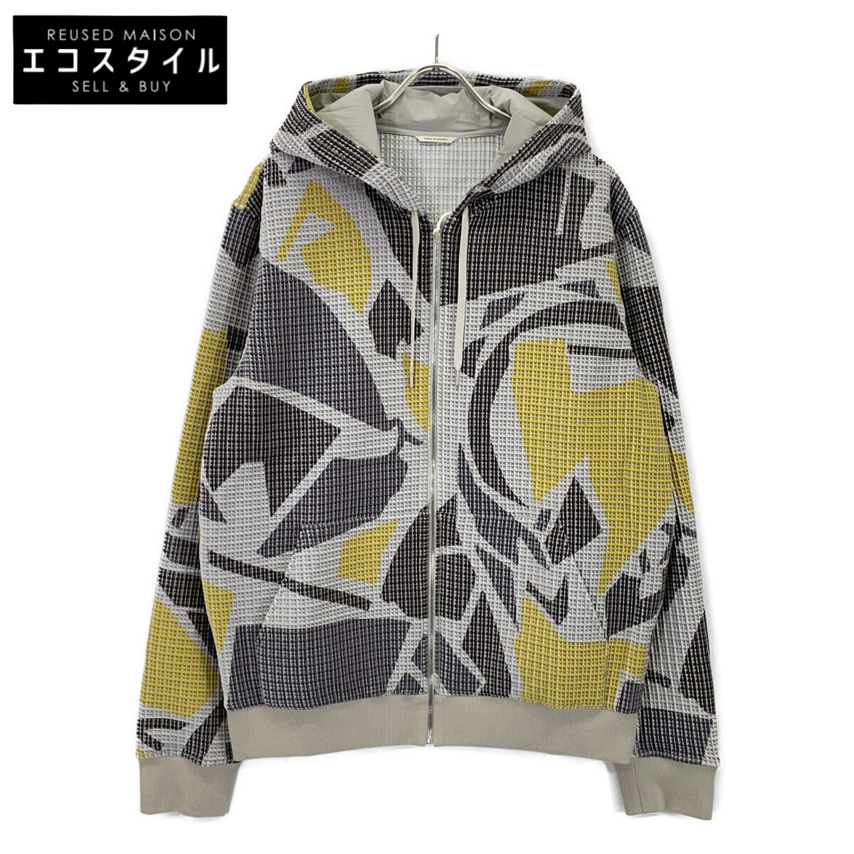 HERMES エルメス 91-5508 イエロー×グレー マルチカラー ジップパーカー ブルゾン ジャケット