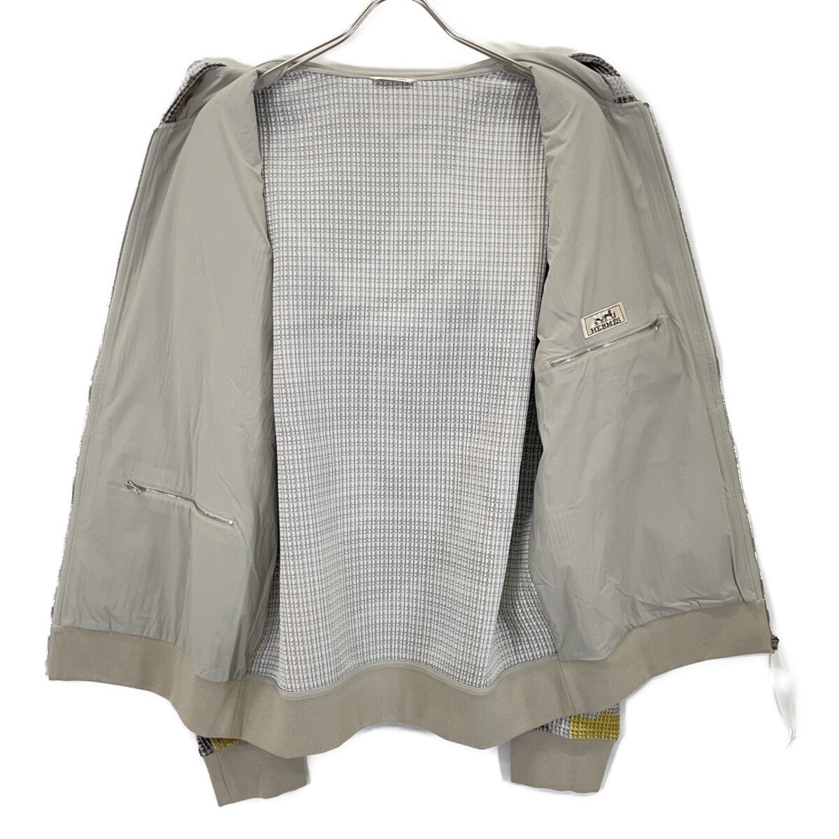 HERMES エルメス 91-5508 イエロー×グレー マルチカラー ジップパーカー ブルゾン ジャケット