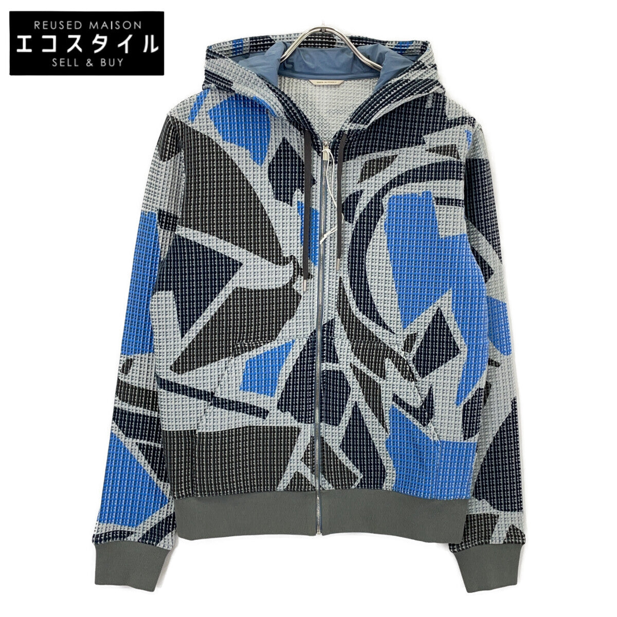 HERMES エルメス 91-5508 ブルー×グレー マルチカラー ジップパーカー ブルゾン ジャケット