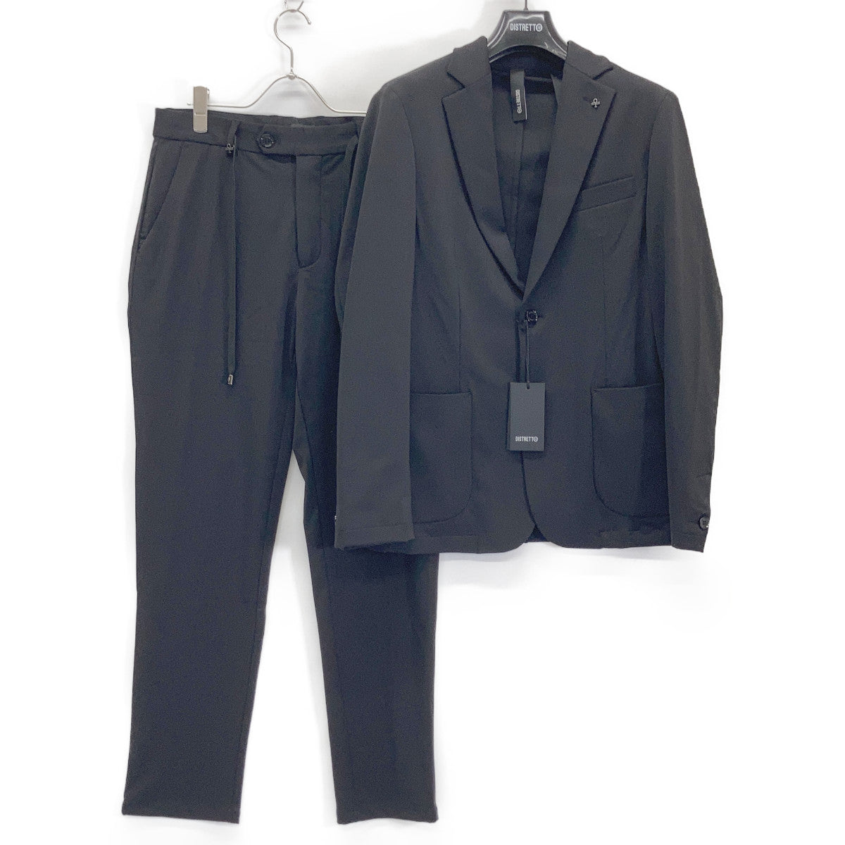 DISTRETTO12 District Dodici FPU GA1559 Black Lycra Stretch Jacket and Pants Setup Suit