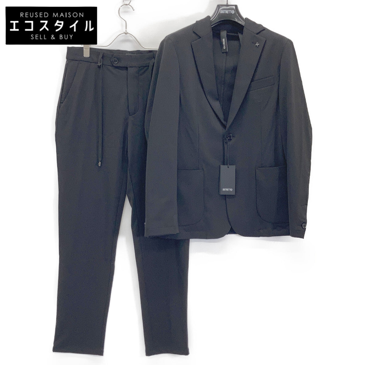 DISTRETTO12 District Dodici FPU GA1559 Black Lycra Stretch Jacket and Pants Setup Suit