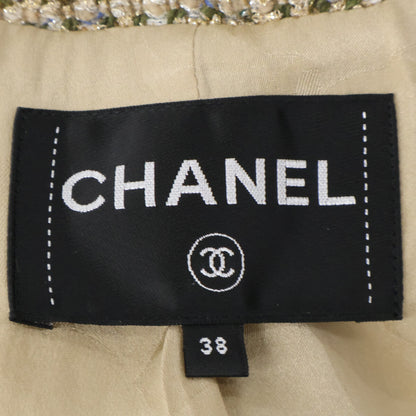 CHANEL シャネル 【美品/国内正規】21A P71081V62249 ツイード ビジューココマークボタン ノーカラージャケット ジャケット 38