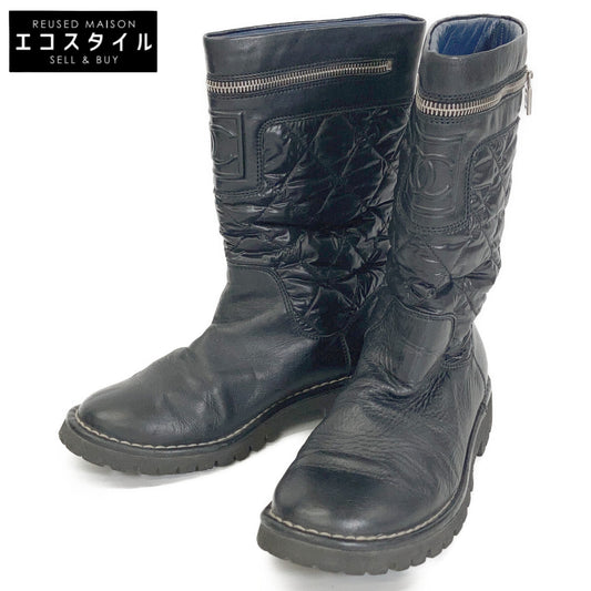 CHANEL IG26537 Coco Cocoon Coco Mark Matelasse Nylon/Leather Boots Shoes