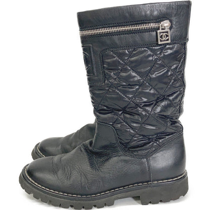 CHANEL IG26537 Coco Cocoon Coco Mark Matelasse Nylon/Leather Boots Shoes