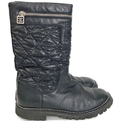 CHANEL IG26537 Coco Cocoon Coco Mark Matelasse Nylon/Leather Boots Shoes