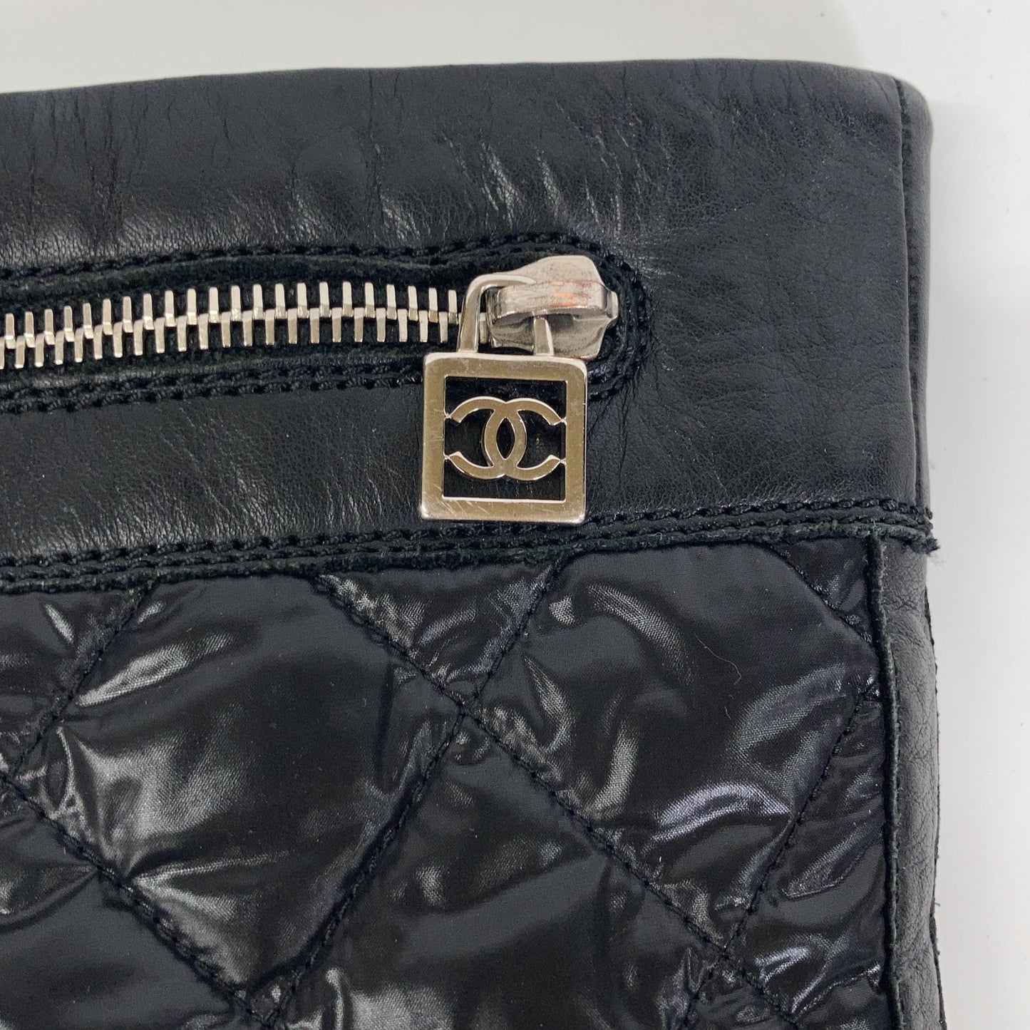 CHANEL IG26537 Coco Cocoon Coco Mark Matelasse Nylon/Leather Boots Shoes