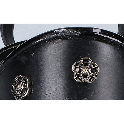 CHANEL G31755 Patent Leather Camellia Design Wedge Sandals