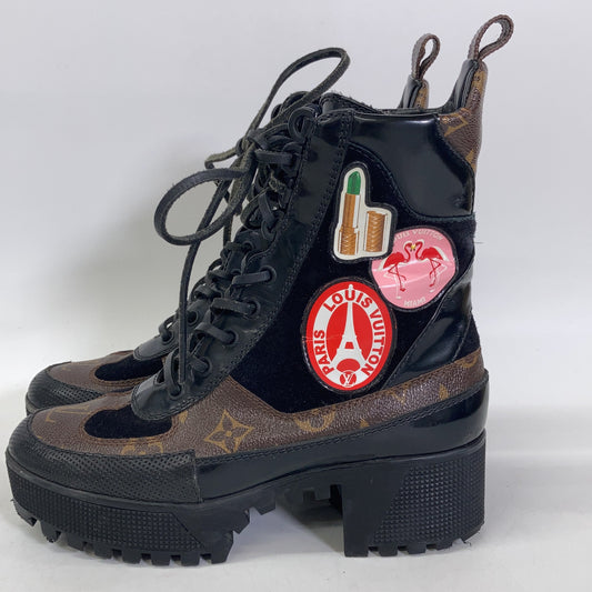 LOUIS VUITTON ルイヴィトン ワールドツアーライン ローリエート ワッペン アンクルブーツ シューズ