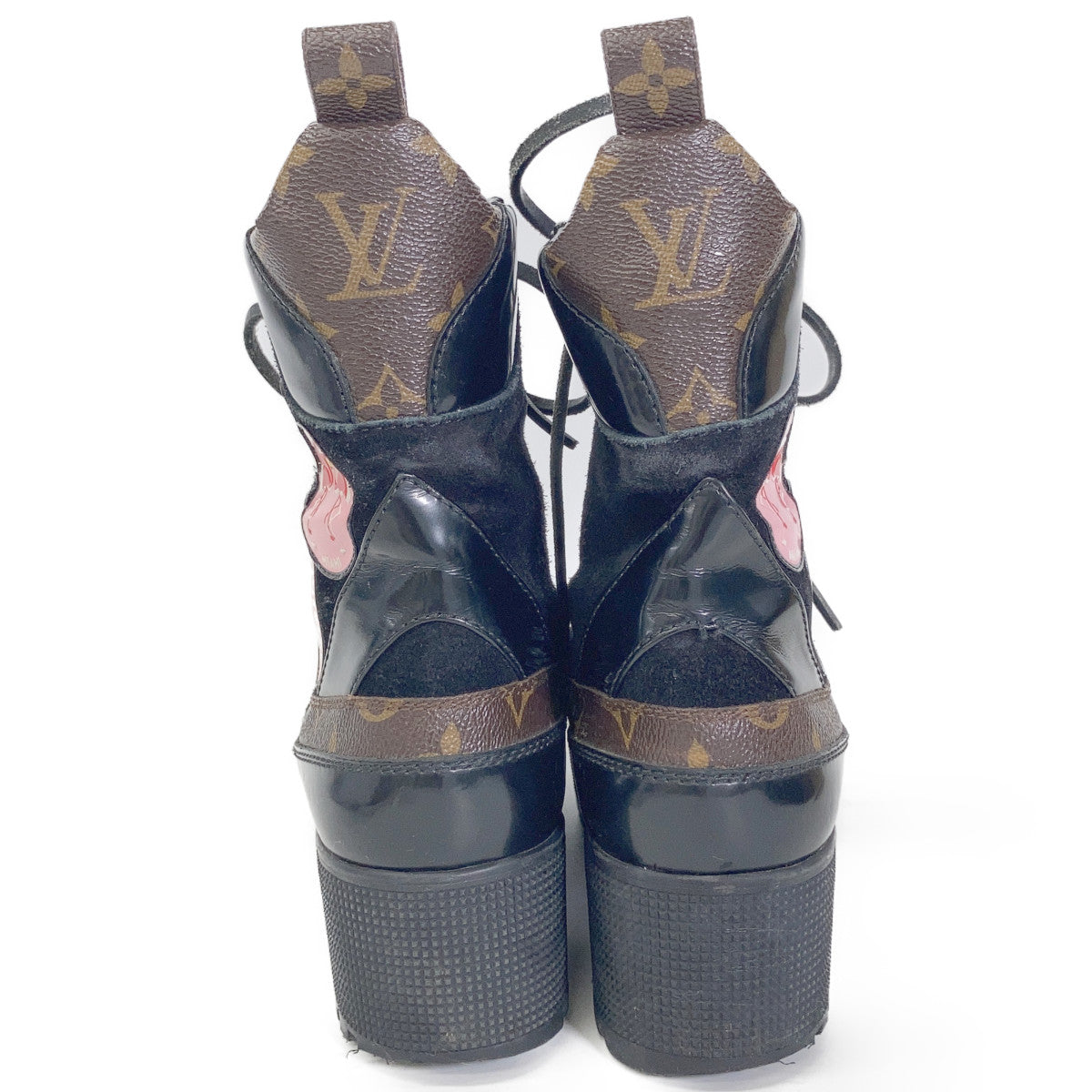LOUIS VUITTON ルイヴィトン ワールドツアーライン ローリエート ワッペン アンクルブーツ シューズ