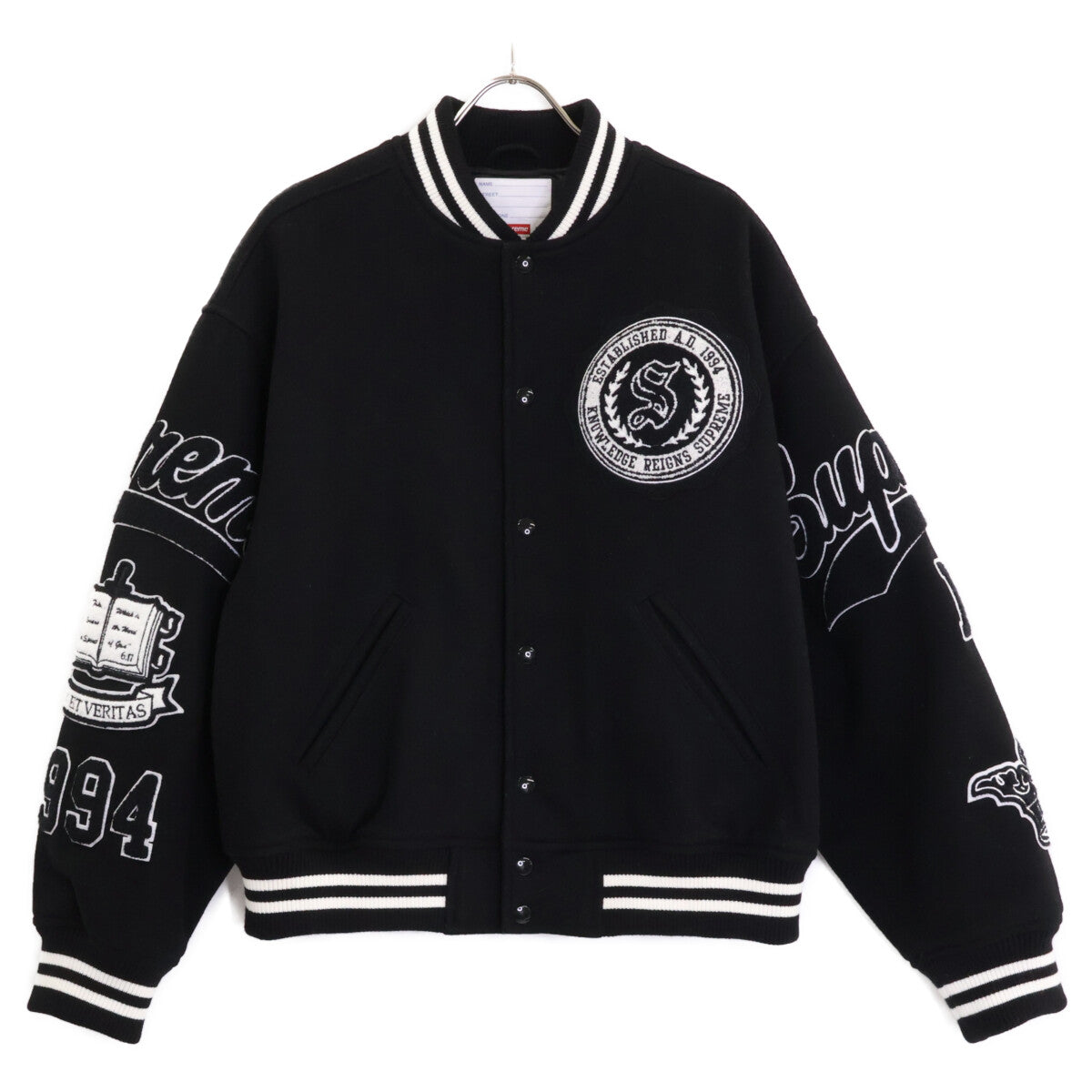 Supreme 24FW Black x White Veritas Varsity Jacket M Men's