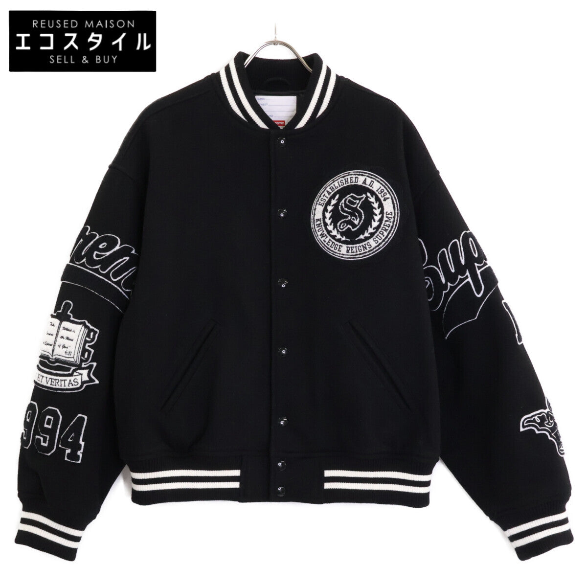Supreme 24FW Black x White Veritas Varsity Jacket M Men's