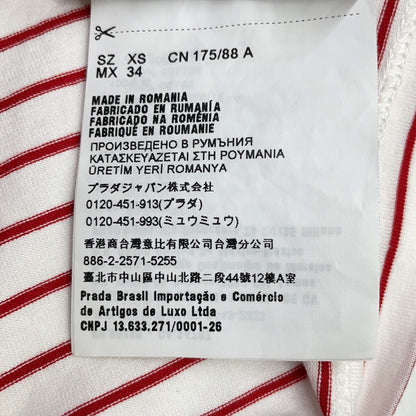 PRADA 21SS UJN814 White x Red Border Triangle Logo Oversized T-shirt Top