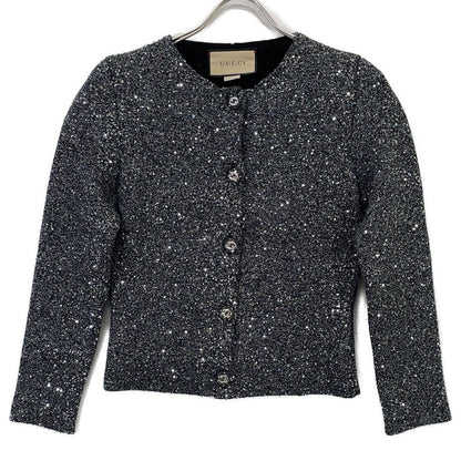 GUCCI グッチ グレー スパンコール ニットカーディガン トップス