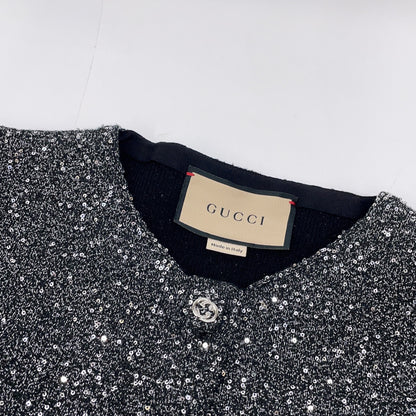 GUCCI グッチ グレー スパンコール ニットカーディガン トップス