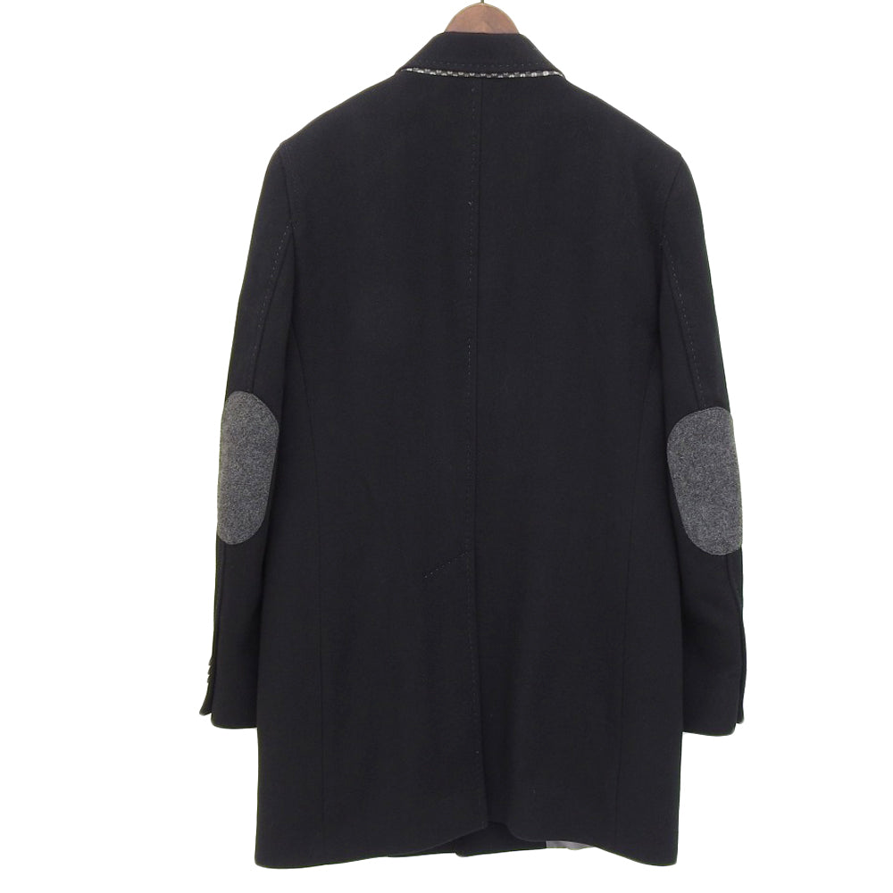 美品 エルボーパッチ ウール チェスターコート メンズ ブラック 44 30202 コート 44