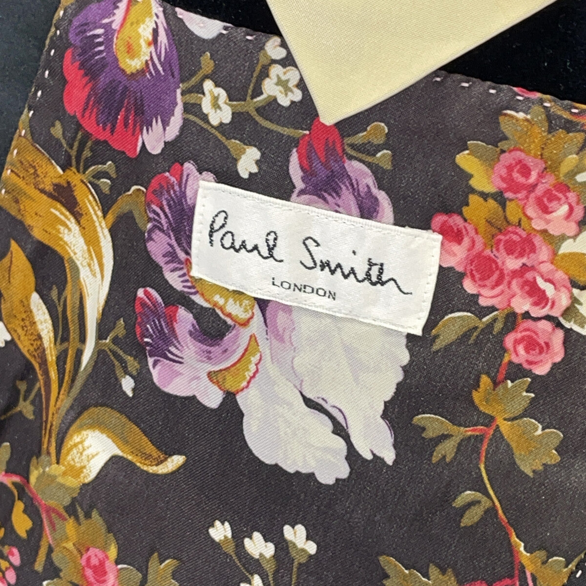 PaulSmith ポールスミス FS-ST-47631 ブラック 裏地フローラル柄 ベロア 2Bテーラードジャケット ジャケット