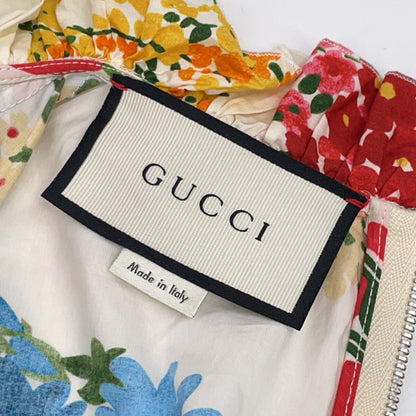 GUCCI グッチ 453982 16年 アイボリー フラワープリントパールボタンシャツワンピース ワンピース
